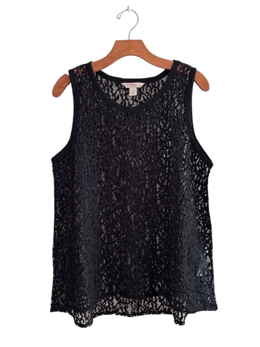 Banana Republic Heritage Collection Black Lace Tank Top Xl Sheer Boho Punk Goth